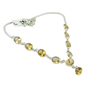 Magnifique collier en argent sterling 925 avec citrine jaune, forme bohème pour femmes, idéal pour les amoureux chrétiens - Product Image 1