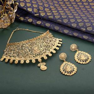 Conjunto de joyería india de lujo religioso ortodoxo, nuevo estilo, Gargantilla llena de oro, collar, cadena de palomitas de maíz, moda, latón, oro, aniversario - Product Image 2