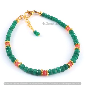 Bracelet de pierre de naissance à facettes émeraude verte de 4mm pour femme collier de perles de rondelle perles de pierre en vrac pour la fabrication de bijoux - Product Image 2