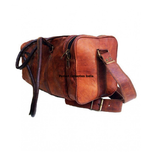 Bolso de lona sólido marrón/correa de hombro cruzada con cierre de cremallera bolso de viaje y al aire libre bolso de cuero para viajes y viajes - Product Image 6