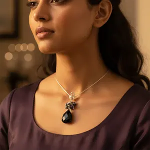 จี้เงินแท้ 925 ประดับมุกดำออนิกซ์ สำหรับผู้หญิง สวมใส่ได้ทุกวัน ของขวัญ จี้มุกและเครื่องประดับ ประเภทสินค้า - Product Image 1