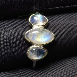 1.52 Carat Natural Rainbow <b>Moonstone</b> 925 Sterling Silver <b>Ring</b> with Rhodium Plating and Bezel Setting Fine <b>Ring</b> for Parties - Product Image 5
