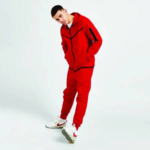 Ensemble de jogging vintage pour hommes, combinaison de survêtement zippée délavée à l'acide avec capuche et pantalon de survêtement évasé à jambe droite pour le printemps - Product Image 1