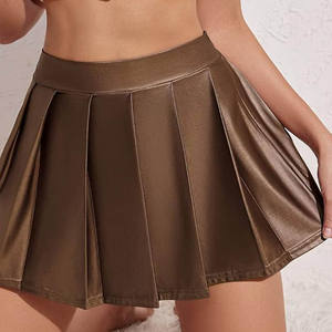 Style chaud votre votre logo mode décontractée vêtements d'hiver jupe en cuir femmes jupe en cuir épais de haute qualité - Product Image 3