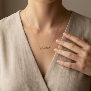 Collar con Nombre Personalizado de Moda, Chapado en Oro Sólido de 18K, Collar con Letra de Nombre, Placa con Nombre, Regalos para Ella, Uso Casual - Product Image 5