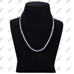 Collier tendance en or rose avec chaîne tennis en diamants ronds, au meilleur prix - Product Image 5