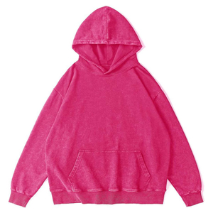 Sudadera con capucha de gran tamaño para hombre, sudadera de algodón personalizada, ropa de calle cálida de invierno, forro polar teñido liso - Product Image 1