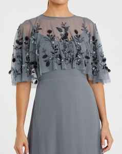 Elegante Vestido de Noche Largo sin Mangas con Estampado Floral, Corte en A, con Bordado, Lentejuelas y Cuentas para Fiestas - Product Image 3