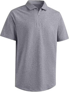 Camiseta de Manga Corta para Hombre de Alta Calidad, Tejido de Punto Sólido, 100% Algodón, Logotipo Personalizado, Diseño Antiarrugas con Cierre - Product Image 2