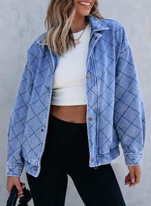 Chaqueta vaquera de manga larga de gran tamaño para mujer para primavera y otoño invierno 2025 prendas de vestir exteriores elegantes - Product Image 4