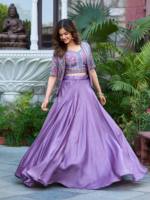 Ensemble Lehenga Choli Koti Pure Vichitra Naturel Brodé Vintage Séchage Rapide pour Femme – Idéal Toutes Saisons et Événements