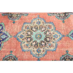 2.2x12.3 ft Vintage Rug, Turkish <b>Runner</b> Rug, <b>Red</b> Polka dot Wool Rug - Product Image 4