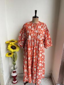 Vestido de algodón con estampado de bloque personalizado Vintage bohemio Floral largo Maxi vestido de algodón de Verano Indio étnico hecho a mano para mujer Idea de regalo - Product Image 4