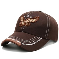Casquettes de baseball sportives brodées en 3D avec logo personnalisé 2025, unisexe, design élégant d'aigle, vente en gros, chapeau ajustable, 100% coton