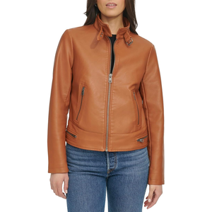 Wholesale <b>Women's</b> Trendy Motorcycle Varsity <b>Jacket</b> Breathable XL Leather Biker Coat with <b>Zip</b>-<b>Up</b> Moto Fashion Outfits - Product Image 2