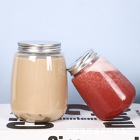 Bouteille de boisson en plastique PET de qualité alimentaire pour thé au lait et jus de fruits, avec bouchon en aluminium en forme de U et trou pour paille, provenant d'une usine au Vietnam