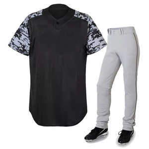 Maillot de baseball pour homme à manches courtes, imprimé camouflage noir, polyester respirant, coupe classique, vêtements pour toutes les saisons - Product Image 2