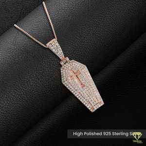 จี้ดีสำหรับผู้ชายจี้โลงแบบไขว้ระยิบระยับ VVS ประดับเพชร925เงินสเตอร์ลิง - Product Image 3