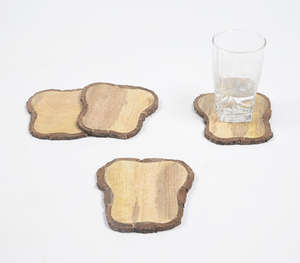 Posavasos de madera de acacia de fiesta de lujo (Juego de 4) posavasos de piedra - Product Image 5