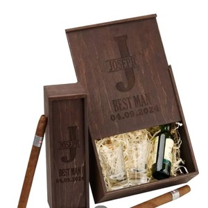 Caja de regalo de madera de tamaño personalizado para cigarros con tapa deslizante para bodas y padrinos de boda Humidor para cigarros con logotipo personalizado - Product Image 3