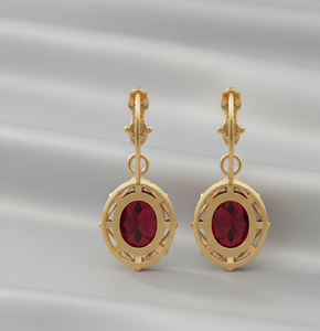 Boucles d'oreilles pendantes Garnet Hydro & CZ de 4,5 pouces |   Bijoux vintage indiens en argent sterling 925 avec placage or 18 carats, cadeau pour elle - Product Image 4