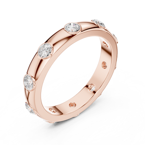 Bague en or rose 18 carats plaqué diamant moderne et luxueuse avec pierres rondes, fabriquée sur mesure pour les fiançailles des femmes - Product Image 2