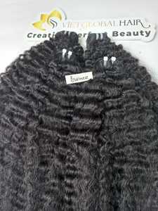 Producto caliente en 2024 birmano rizado doble dibujado doble máquina trama paquetes de cabello humano crudo cabello crudo vietnamita - Product Image 4