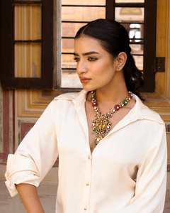 Collier de temple Nakshi en rubis, émeraude, polki et tourmaline, argent sterling 925, pour femmes, occasions spéciales, nouvelle collection - Product Image 1