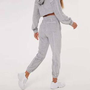 Cotton Fleece Sports Jogger <b>Crop</b> <b>Tops</b> Hoodies Slim Fit Jogging Set For Women Sweat Suits Sets Pullover Wholesale Price Suit 2026 - Product Image 6
