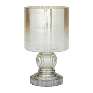 โคมไฟพายุเฮอริเคนทรงเสาทำมือจากทองเหลืองและแก้ว พร้อมเคลือบผิวแบบแก้วปรอทเทียม สำหรับตกแต่งบ้านและห้องให้สวยงาม - Product Image 2