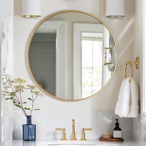 Modern Luxury Gold <b>Mirror</b> 80cm Retro Style <b>Wall</b> <b>Mirror</b> for Living Room Furniture Bathroom <b>Decor</b> Metal Large Size-Smartspace - Product Image 3