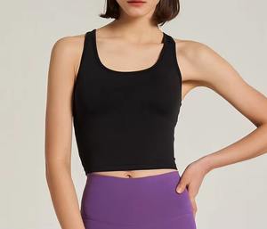 Débardeur court rétro pour femme, col carré, avec soutien-gorge intégré, rembourré, modal, été, protection solaire, veste de beauté - Product Image 3