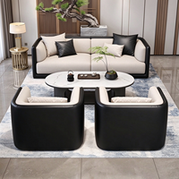 Ensemble de canapés de bureau modernes en cuir bicolore, canapé de réception exécutif 3+1 places en cuir pour bureau