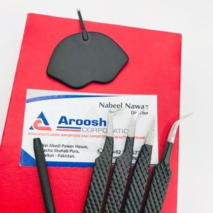 High Quality Black Matte Stainless Steel Diamond Eyelash Extension Tweezers Set with Custom Logo Lip <b>Mirror</b> <b>Box</b> Packing - Product Image 2