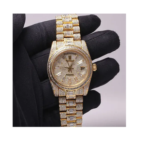 Reloj Mecánico Automático Moderno de Acero Inoxidable con Detalles Brillantes de Moissanita, Elegante y de Moda - Product Image 1