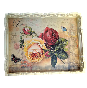 ถาดเสิร์ฟอาหารดีไซน์ยอดนิยมขัดเงาพิมพ์ลายทรงสี่เหลี่ยมพร้อมด้ามจับคุณภาพดีขายดี - Product Image 4