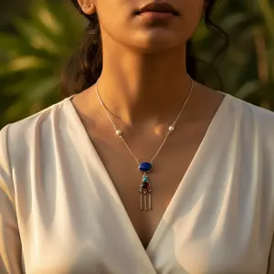 จี้เงินแท้ 925 ประดับพลอยสำหรับผู้หญิง เครื่องประดับแฟชั่น ทับทิม โอนิกซ์ ชุบทองคำขาว ชุบโรเดียม จี้โรเดียมสุดชิค - Product Image 3