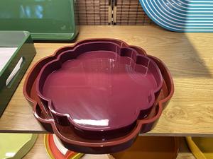 Handmade High Quality Round Oval Lacquer Tray Scalloped Design Food Serving Customizable Placemat Board <b>Stool</b> Trinket Print - Product Image 6