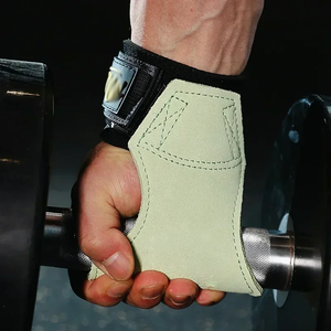 Soporte de muñeca ajustable antideslizante Empuñaduras de elevación de energía Protectores de Palma Entrenamiento Fitness Heavy Pull Up Leather Power Grip - Product Image 6