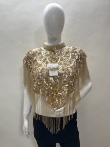 Luxe Wrap pour femmes mode lourd à la main broderie perles paillettes travail écharpe étole dames meilleur mariage anniversaire nuit fête - Product Image 5