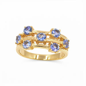 Anillo de Plata de Ley 925 con Tanzanita, Diseño de Universo de Estrella Azul de 7 Piedras, Anillo Moderno de Lujo de 3 Capas para Mujer - Product Image 5