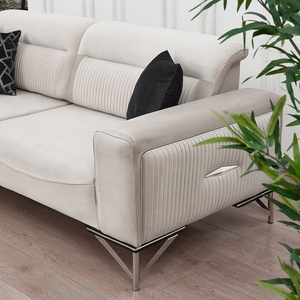 Sofá moderno de 7 plazas para sala de estar, patas cromadas de terciopelo gris negro, muebles de lujo con estilo para el hogar, oficina, salón, almacenamiento de Hotel - Product Image 4