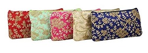 Pochettes brodées en gros femmes pochettes en vrac faveurs de mariage indien soie brute femmes sac à main Mehendi Dholki cérémonie faveur - Product Image 4