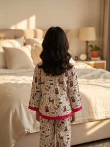 2025 hiver pyjamas personnalisés pour enfants fille vêtements de nuit et garçon vêtements de nuit à manches longues coton 2 pièces tenue ODM approvisionnement - Product Image 3