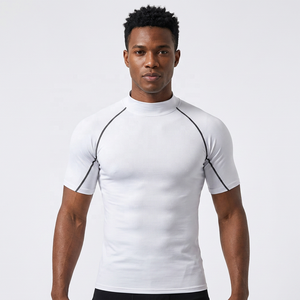 Unisex <b>White</b> Short Sleeve Breathable Eco-Friendly Quick Dry Polyester <b>Compression</b> Rash Guard <b>Shirt</b> - Product Image 6