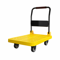 Chariot de manutention industriel pliable et silencieux à quatre roues, robuste, portable, pour entrepôt, avec plateforme, idéal pour outils et petits remorques (OEM)