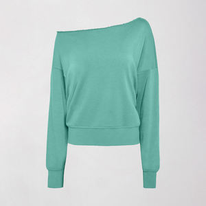 เสื้อฮู้ดเปิดไหล่สำหรับผู้หญิง, เสื้อสเวตเตอร์คอกลมแขนยาวผ้าเทอร์รี่สำหรับฤดูหนาวฤดูใบไม้ผลิสำหรับผู้ใหญ่ - Product Image 6