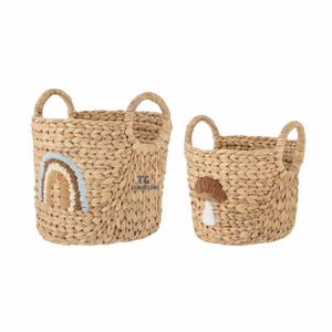 Venta al por mayor encantadora cesta de almacenamiento de jacinto de agua arcoíris y setas cesta tejida para chico de artesanía Thanh Cong - Product Image 3