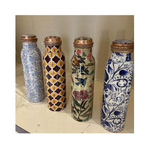 Copper <b>Water</b> <b>Bottle</b> Unique Style Yoga Best Quality Advance Leak-Proof Flower Enamel Printed <b>Bottle</b> Best Price - Product Image 5
