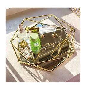 Modern & Exclusive Design 2 Compartment Leaf Design Serving <b>Tray</b> Made of Metal <b>With</b> <b>Mirror</b> for Home Hotels Restaurants - Product Image 5